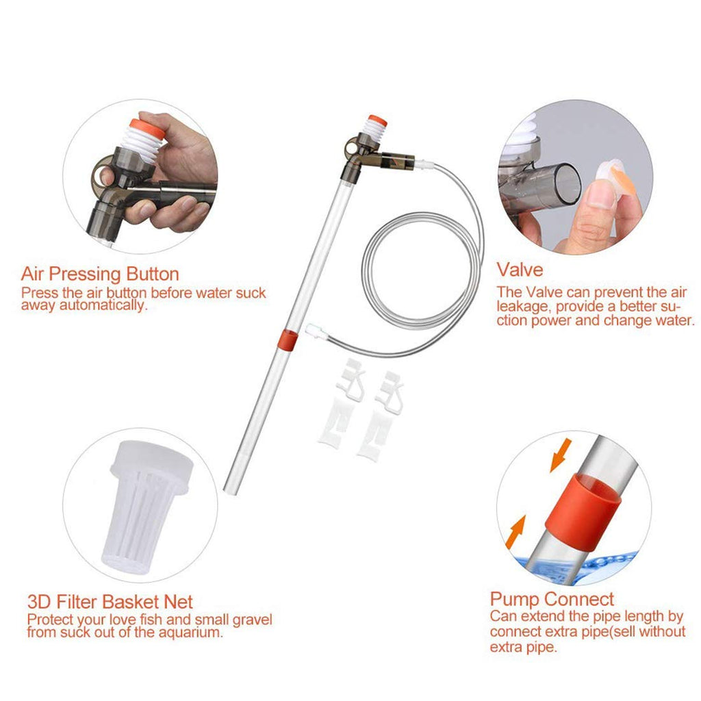 Aquarium Gravel Cleaner Fish Tank Kit Long Nozzle Water Changer BPA Free Z71694
