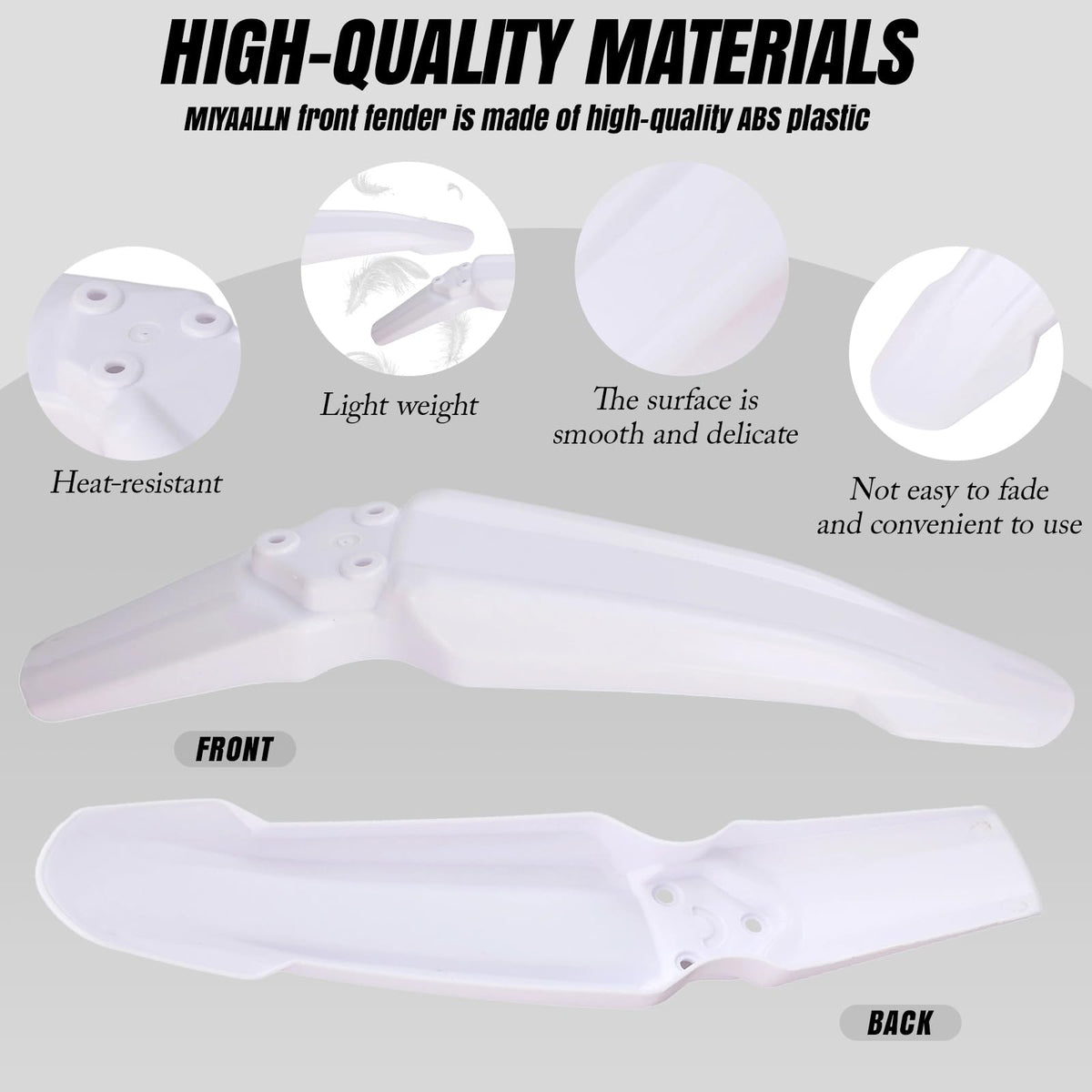 White Dirt Bike & Ebike Front Fender W4690