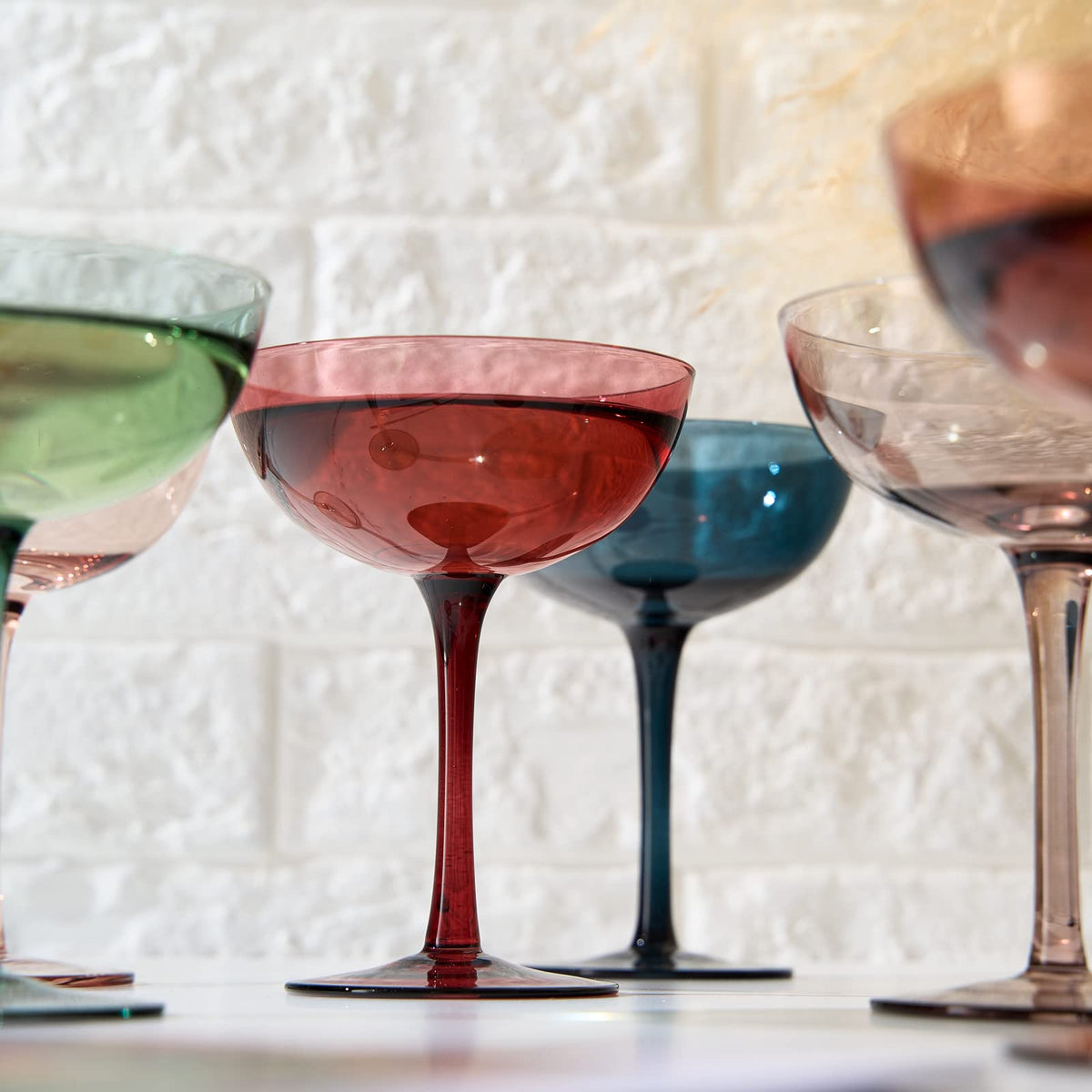 Colored Crystal Coupe Glasses Set of 6 P6171