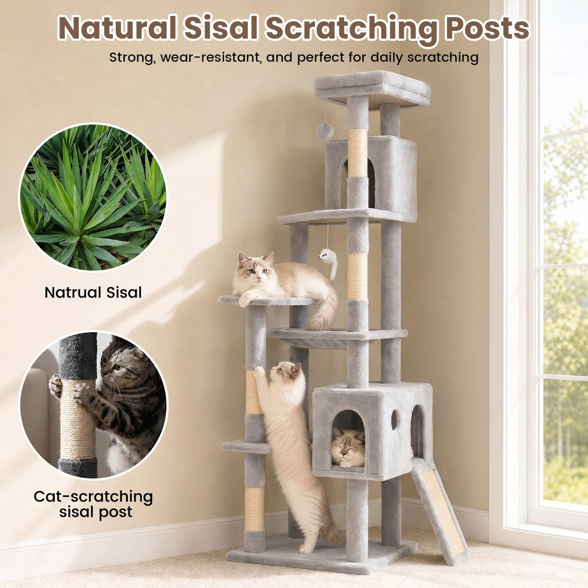 70 Inches Cat Tree with Ladder Z807207