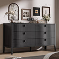 Black 6 Drawer Wood Dresser O691844