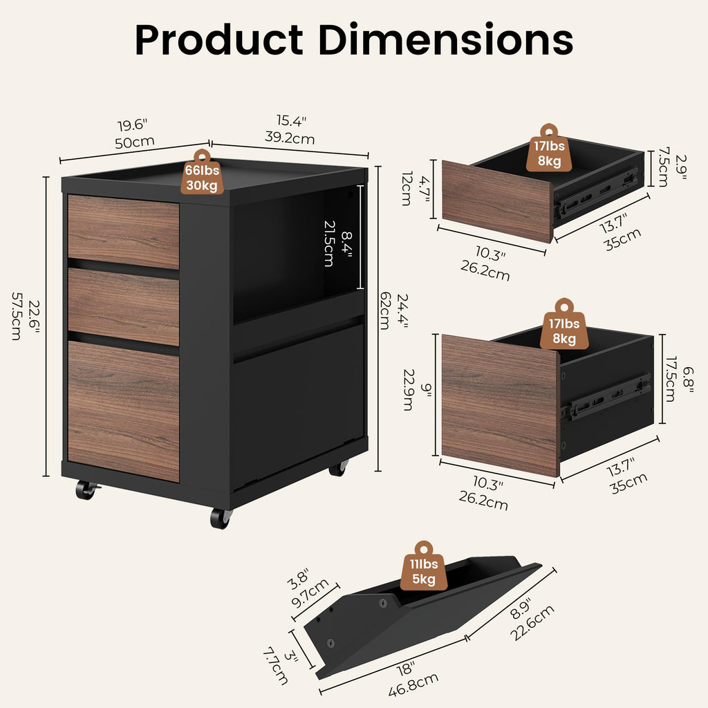 3 Drawer Mobile File Cabinet I9883