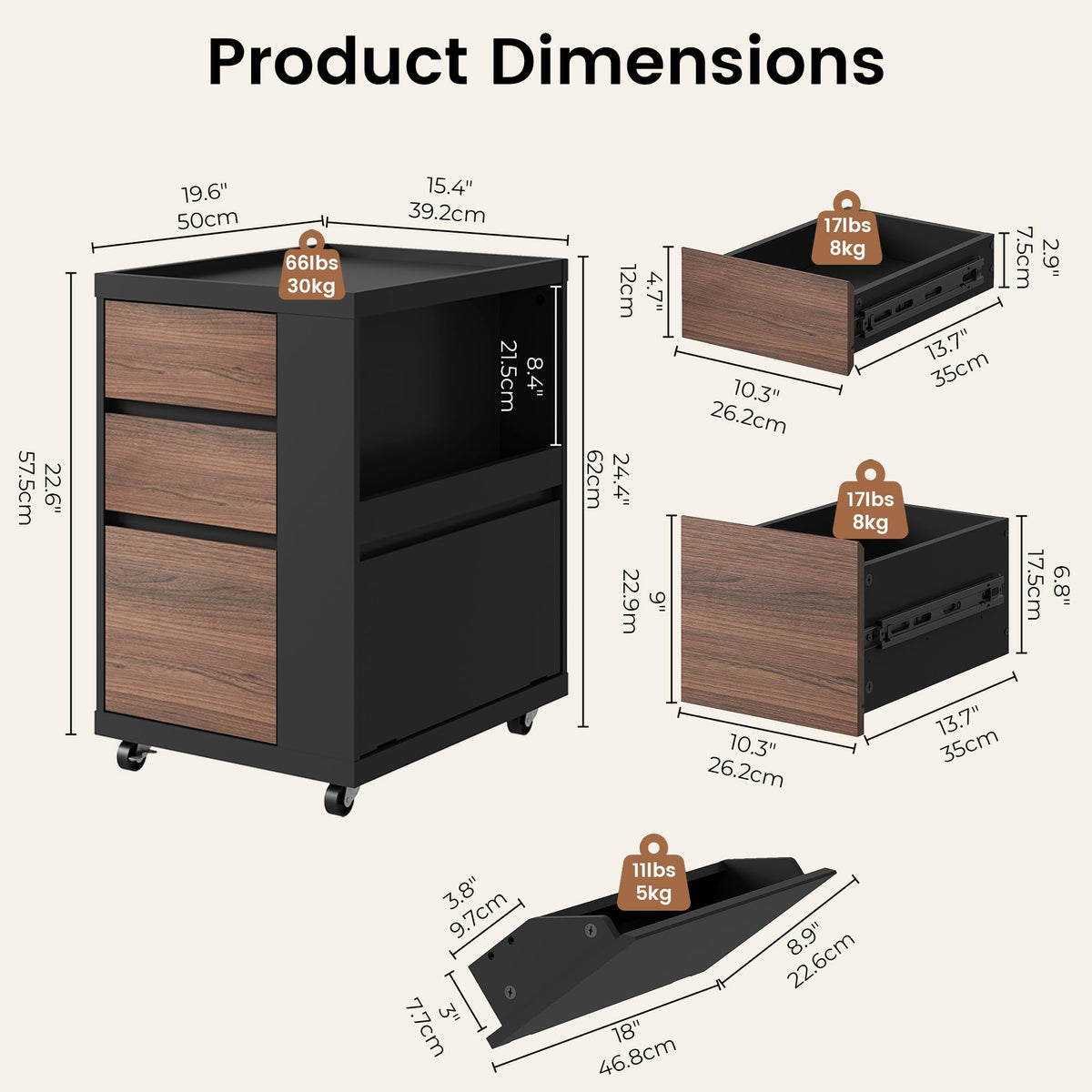 3 Drawer Mobile File Cabinet I9883