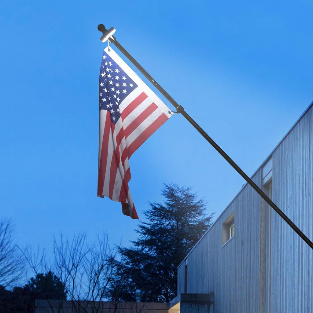 2 Pack 6FT Black Stainless Steel Flag Pole Kit with Solar Light T5828