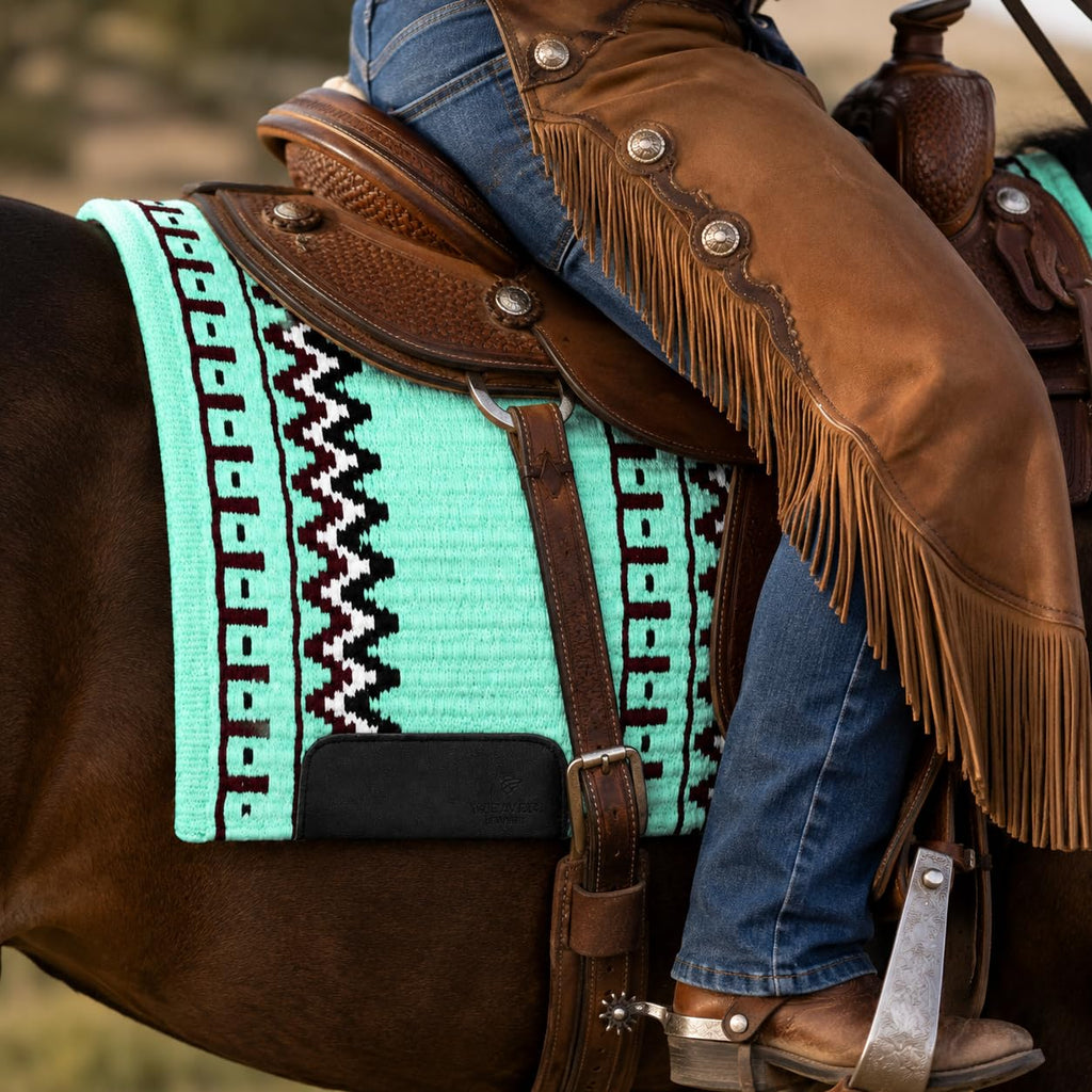 Mint Green Burgundy Tribal Horse Saddle Pad F87443
