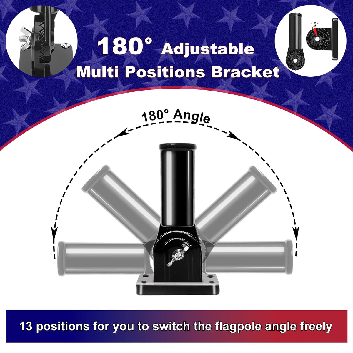 2 Pack 6FT Black Stainless Steel Flag Pole Kit with Solar Light T5828