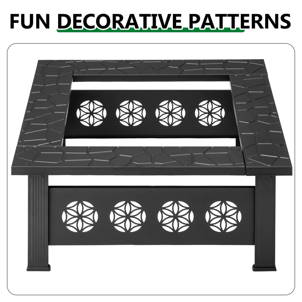 32 Inch Black Wrought Iron Wood Burning Fire Pit L4435