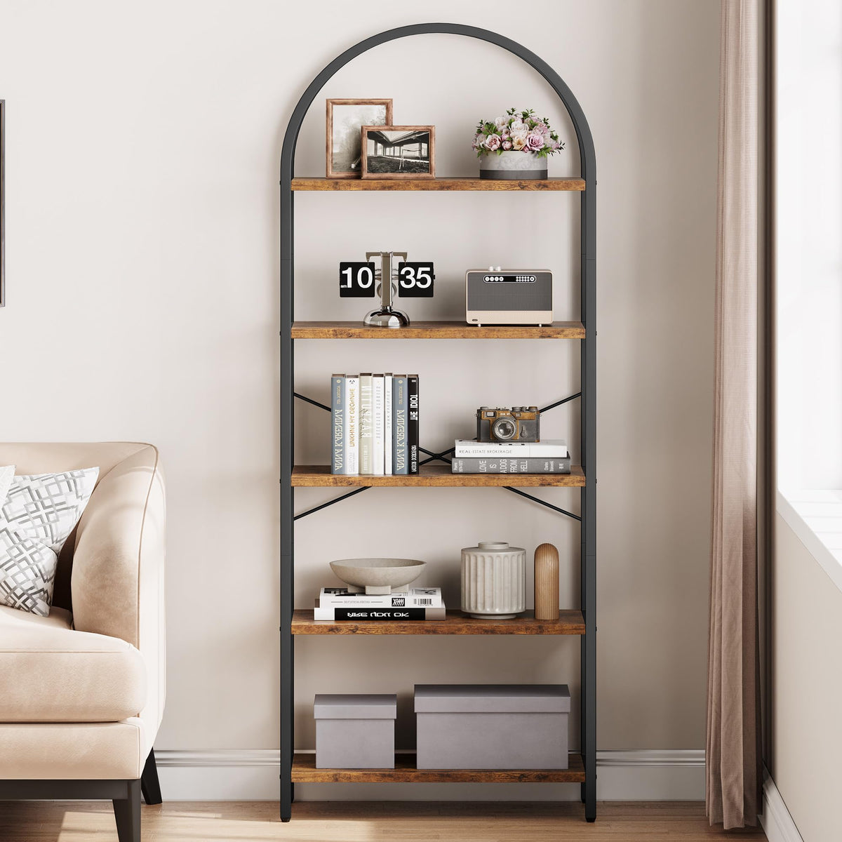 5 Tier Metal Frame Bookshelf J183437