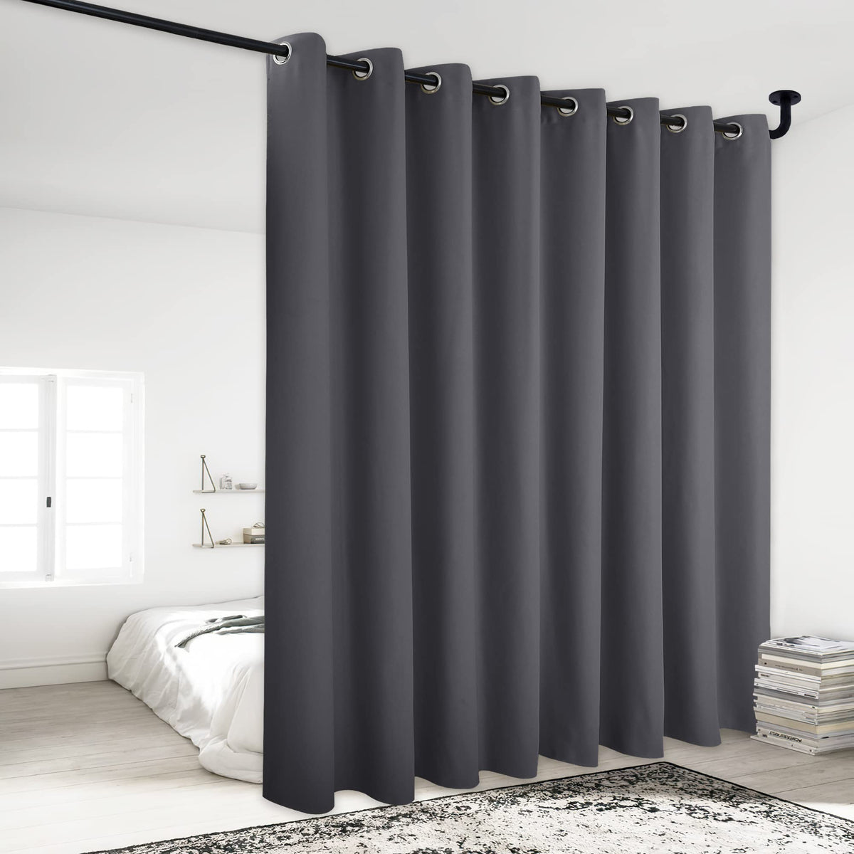 Grey 120 by 84 Inch Blackout Curtain Panel D622