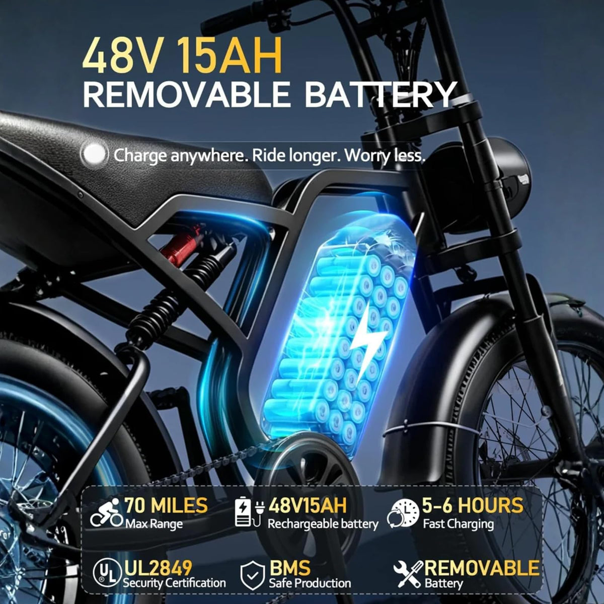20" Fat Tire Foldable Electric Bike with Removable Battery I974560