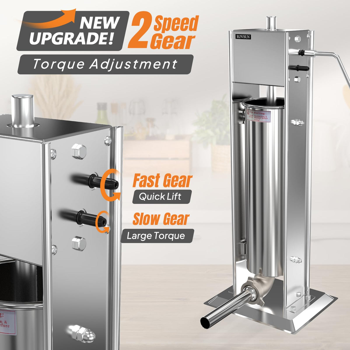 15LBS/7L Two Speed Stainless Steel Vertical Sausage Stuffer F7236