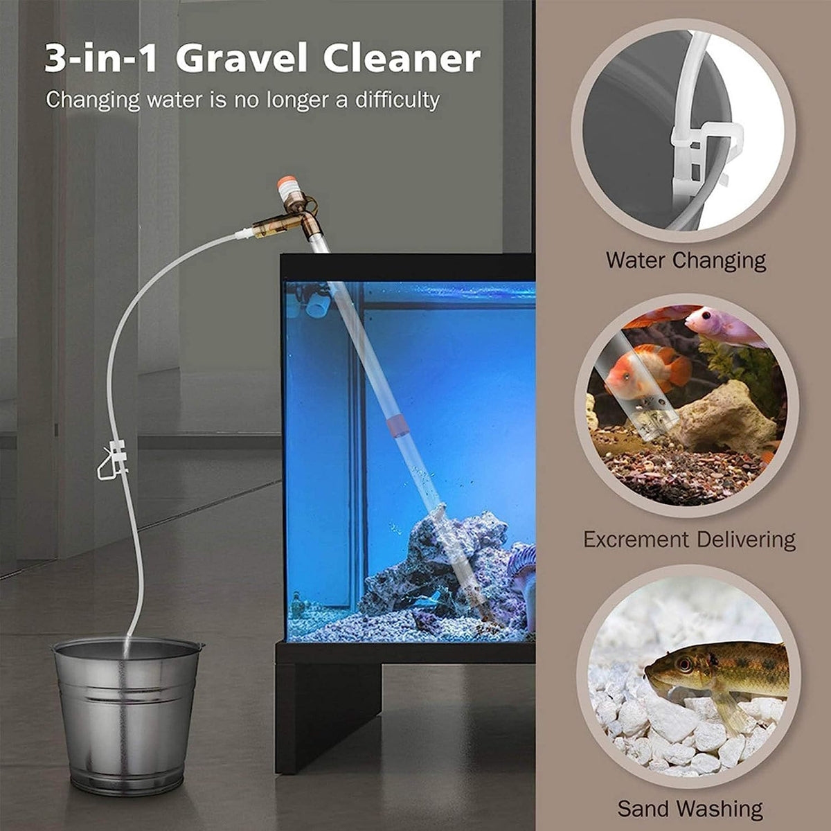 Aquarium Gravel Cleaner Fish Tank Kit Long Nozzle Water Changer BPA Free Z71694
