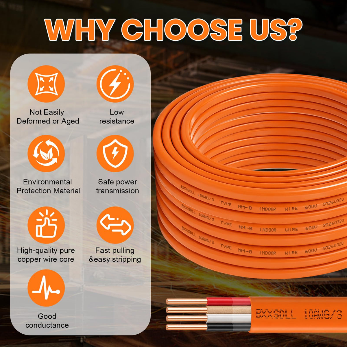 10/3 NM-B Electrical Wire with Ground F226