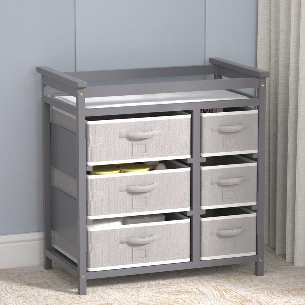 Baby Changing Table with 6 Drawers Storage Station I478788
