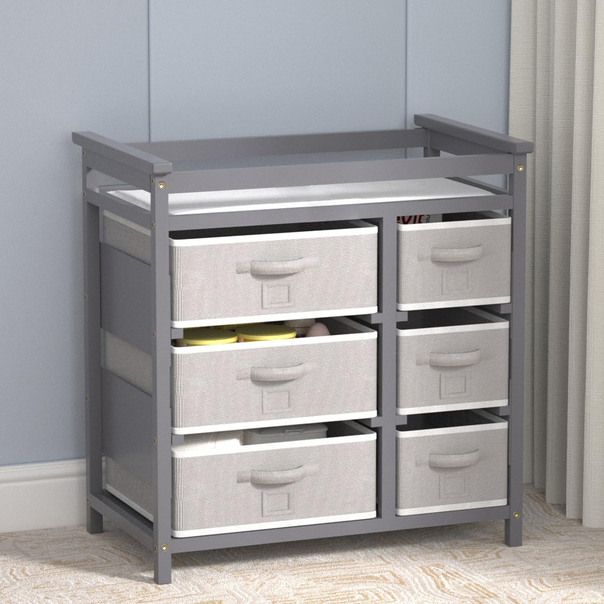 Baby Changing Table with 6 Drawers Storage Station I478788