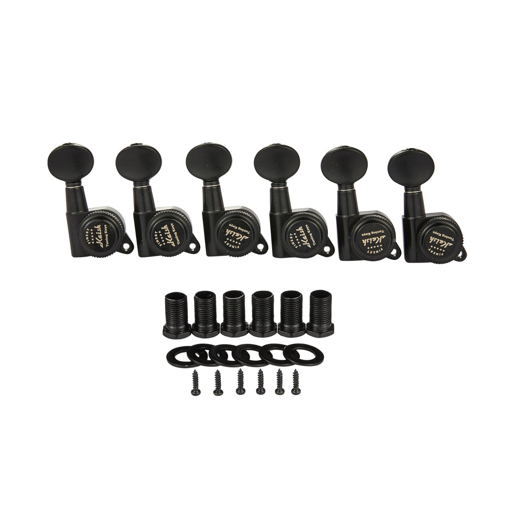 6 Inline Locking Guitar Tuners Black B3156