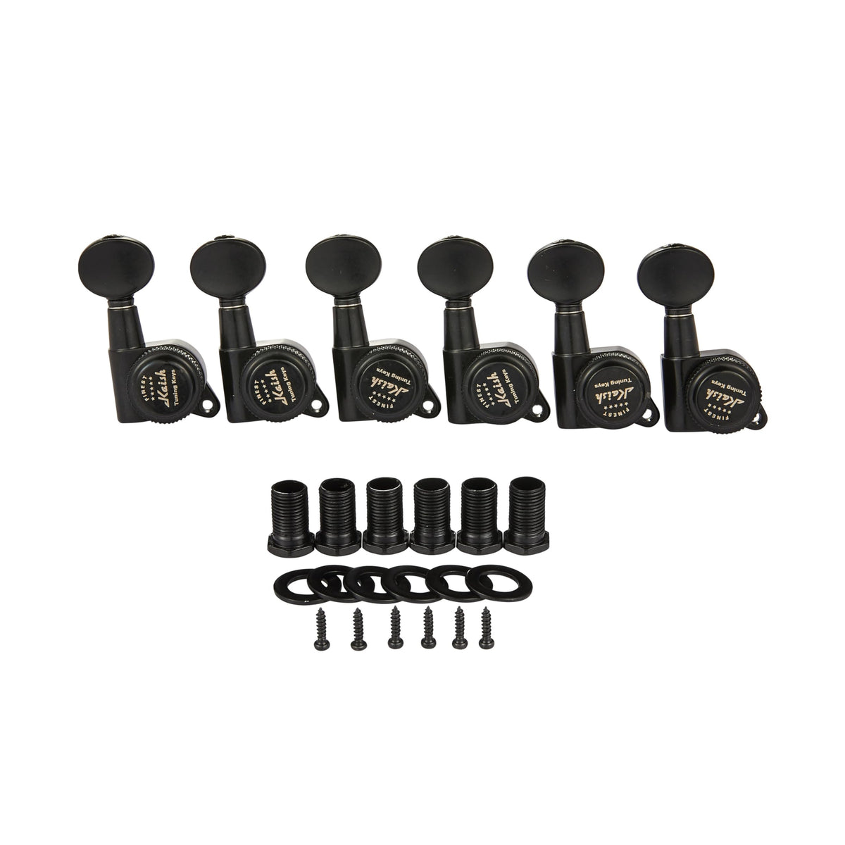 6 Inline Locking Guitar Tuners Black B3156