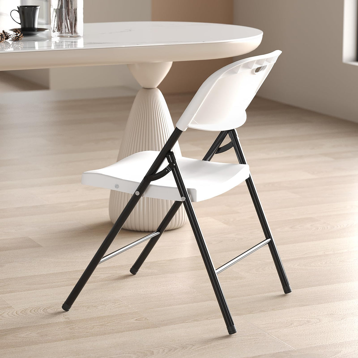 Heavy Duty Plastic Folding Chair with Reinforced Steel Frame Q7424