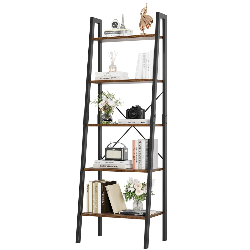 5-Tier Ladder Bookshelf with Metal Frame P934396