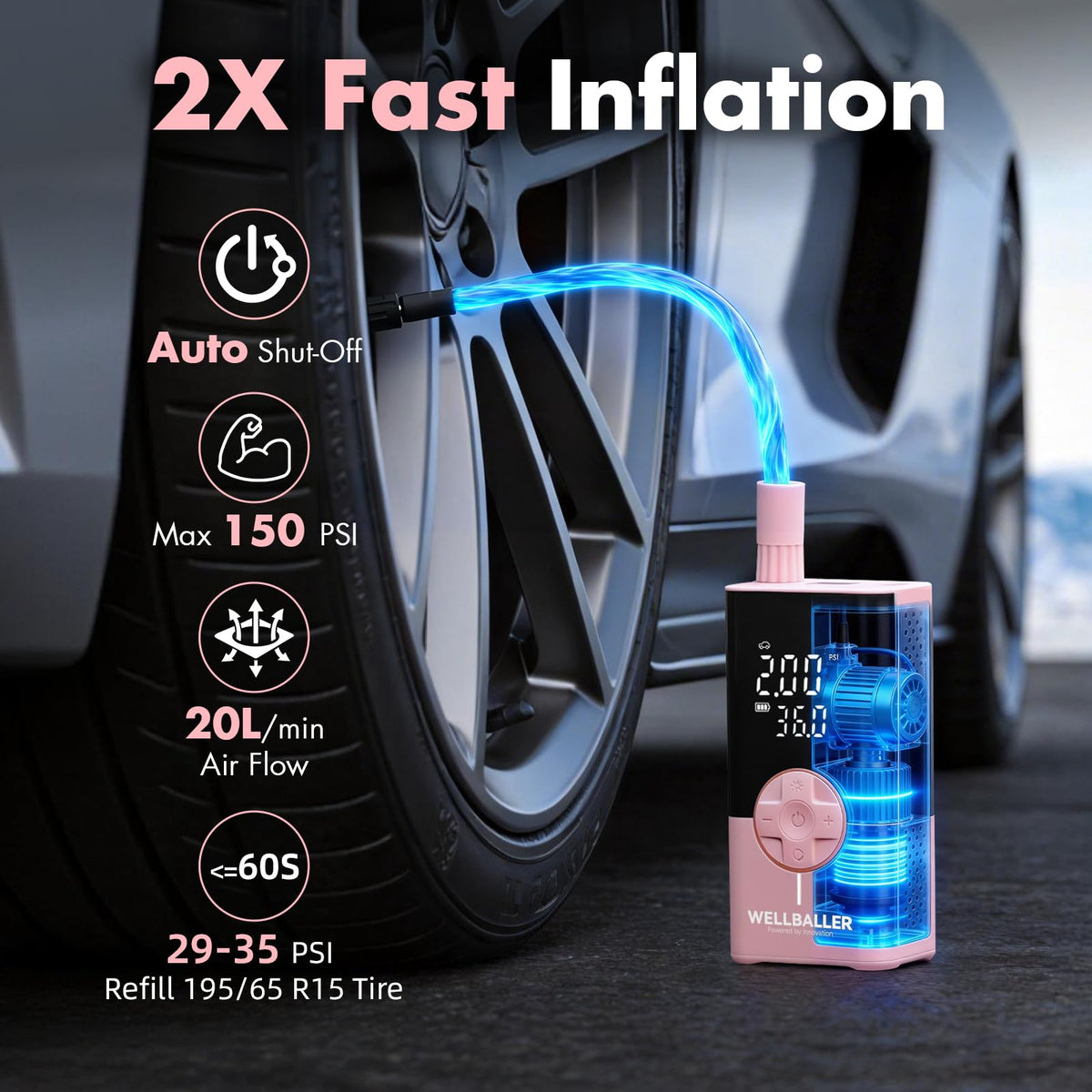 Portable Air Compressor with Digital Pressure Gauge V596