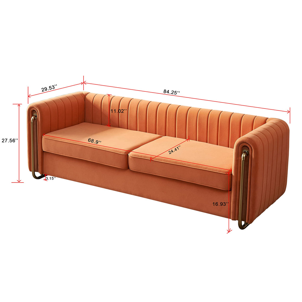 Orange Velvet 84 Inch 3-Seater Sofa N46689