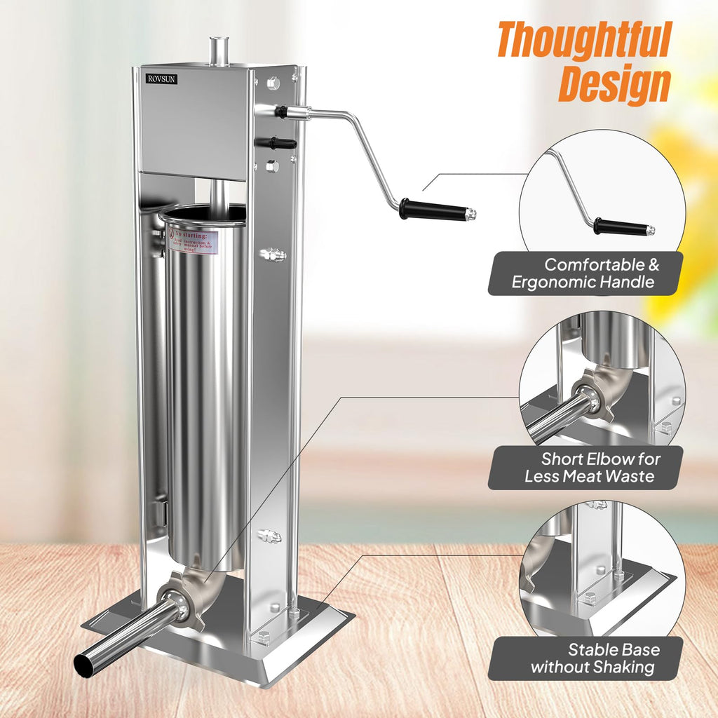15LBS/7L Two Speed Stainless Steel Vertical Sausage Stuffer F7236