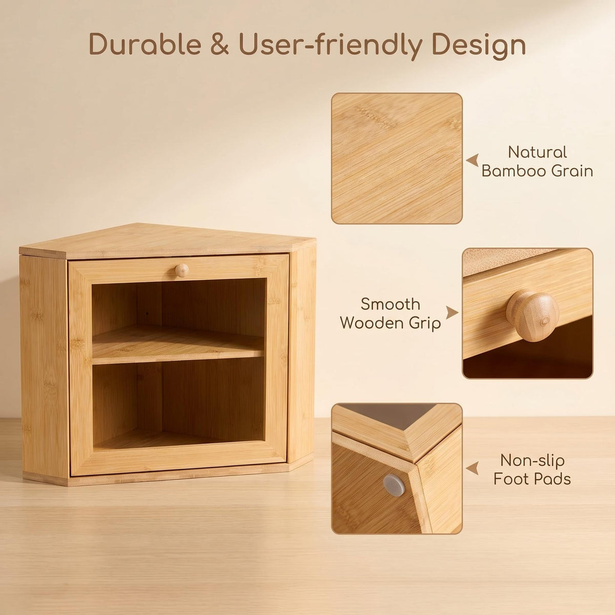 Bamboo 2 Tier Corner Bread Box T70999