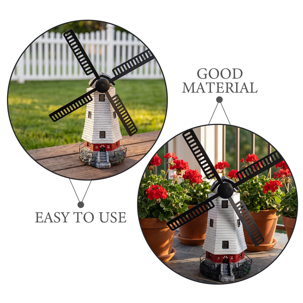 Solar Powered Rotating Lighthouse Garden Statue Light H9374