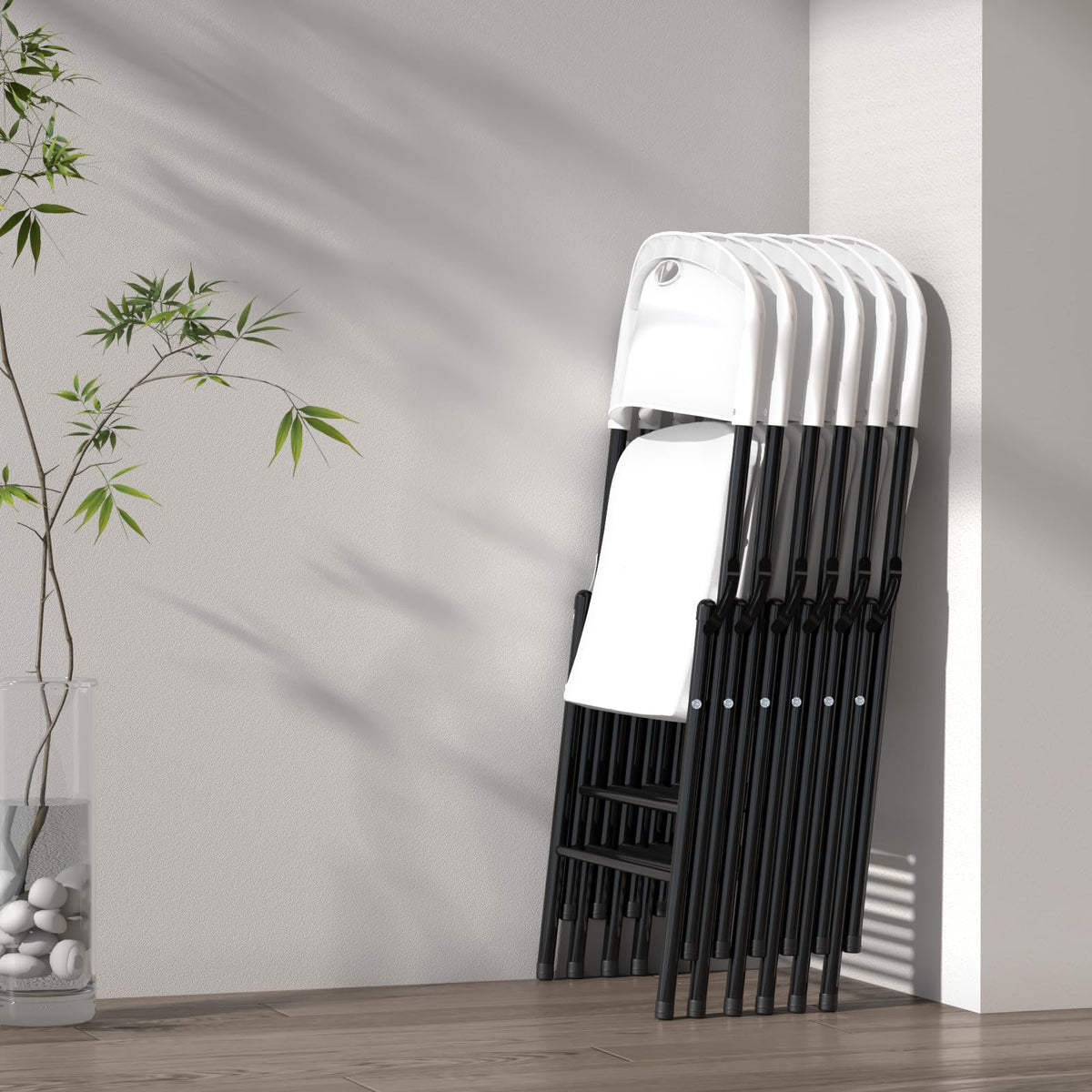 Heavy Duty Plastic Folding Chair with Reinforced Steel Frame Q7424