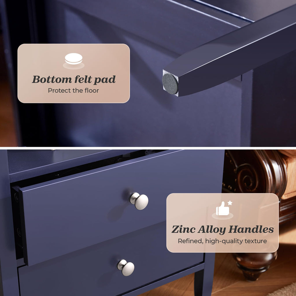 Blue Nightstand Set of 2 V540