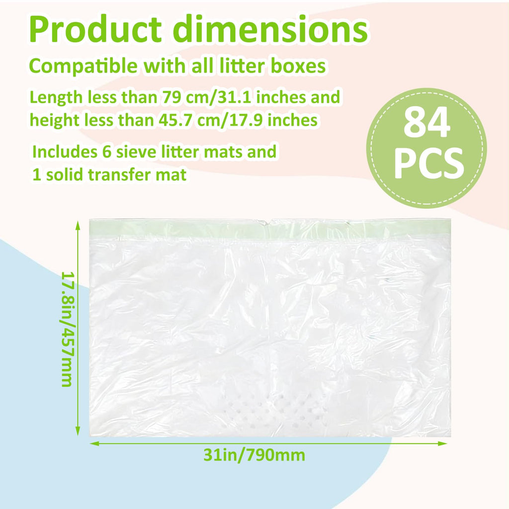 84PCS Sifting Cat Litter Box Liners with Holes, 31 x 18 Inch K343191
