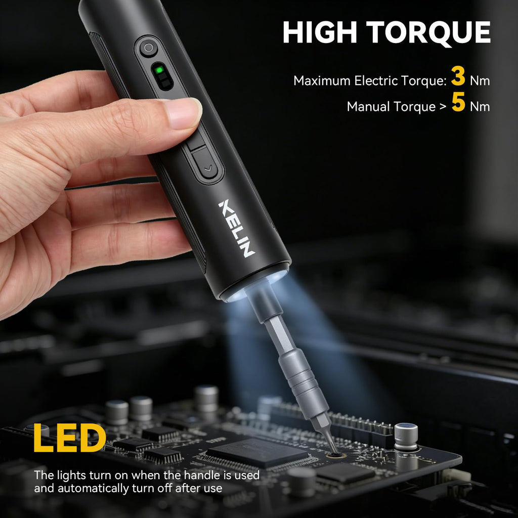 Electric Screwdriver Set 3 Torque Levels S2 Steel Bits S149916