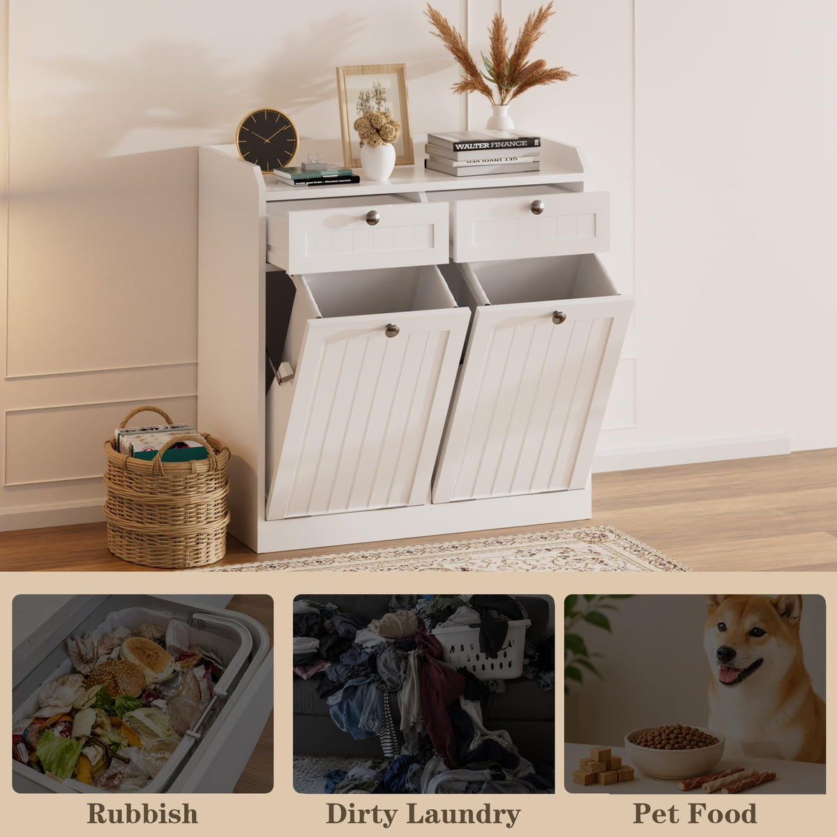 8 Gallon Double Tilt Out Trash Can Cabinet K6113