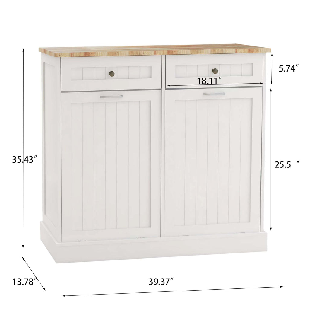 White Double Tilt Out Trash Can Cabinet with 10-Gallon Capacity V792