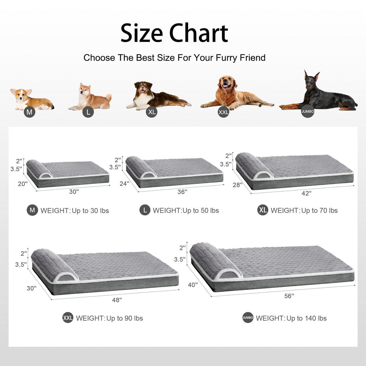 Large Dog Bed 36''X24'' Grey C7690