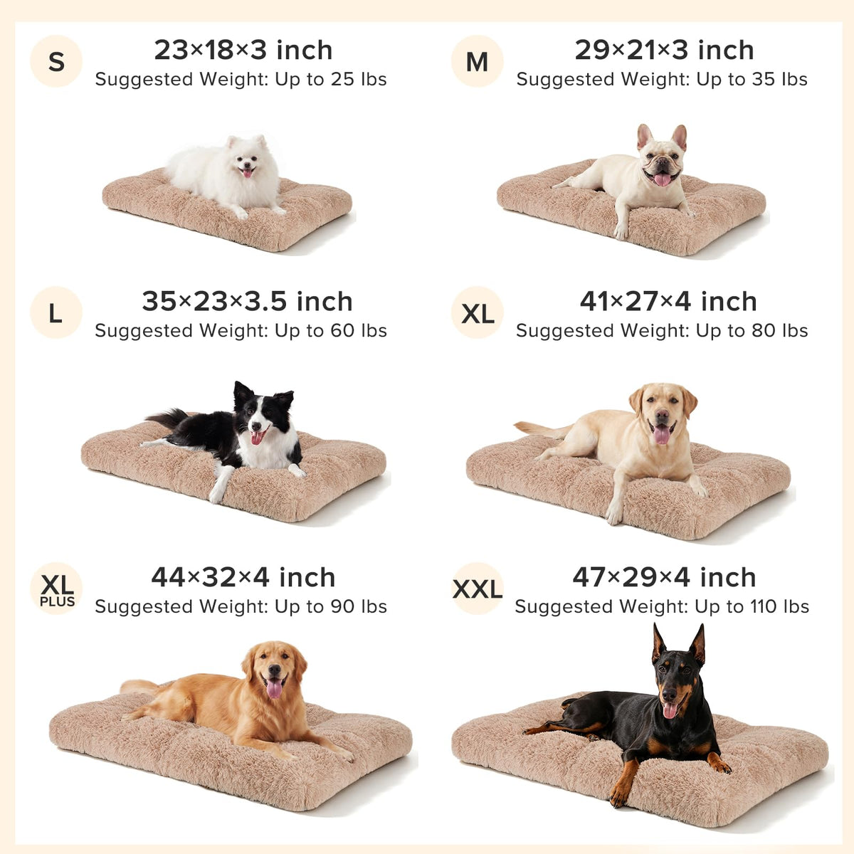 Large Washable Plush Dog Bed Crate Pad X9984