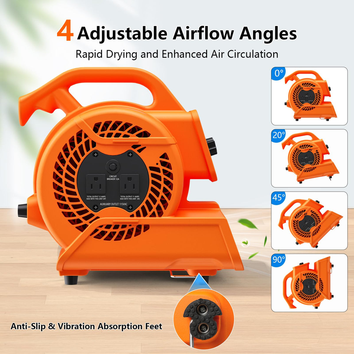 1/6 HP 600 CFM Portable Air Mover Blower Fan D1313