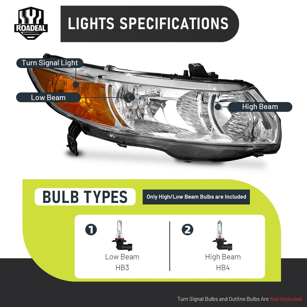 2006-2011 Honda Civic 2-Door Coupe Headlights X49512