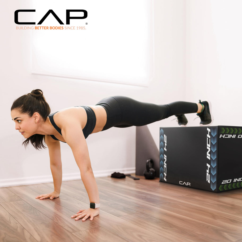 3-in-1 Foam Plyometric Jump Box, 20/24/28-Inch Heights, Black M885877