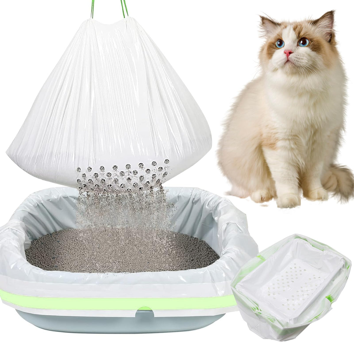 84PCS Sifting Cat Litter Box Liners with Holes, 31 x 18 Inch K343191