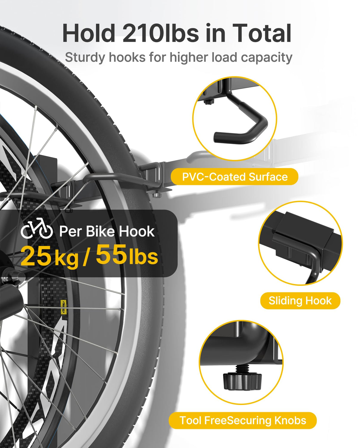 Freestanding Bike Storage Rack with Wheels for 3 Bikes C3648