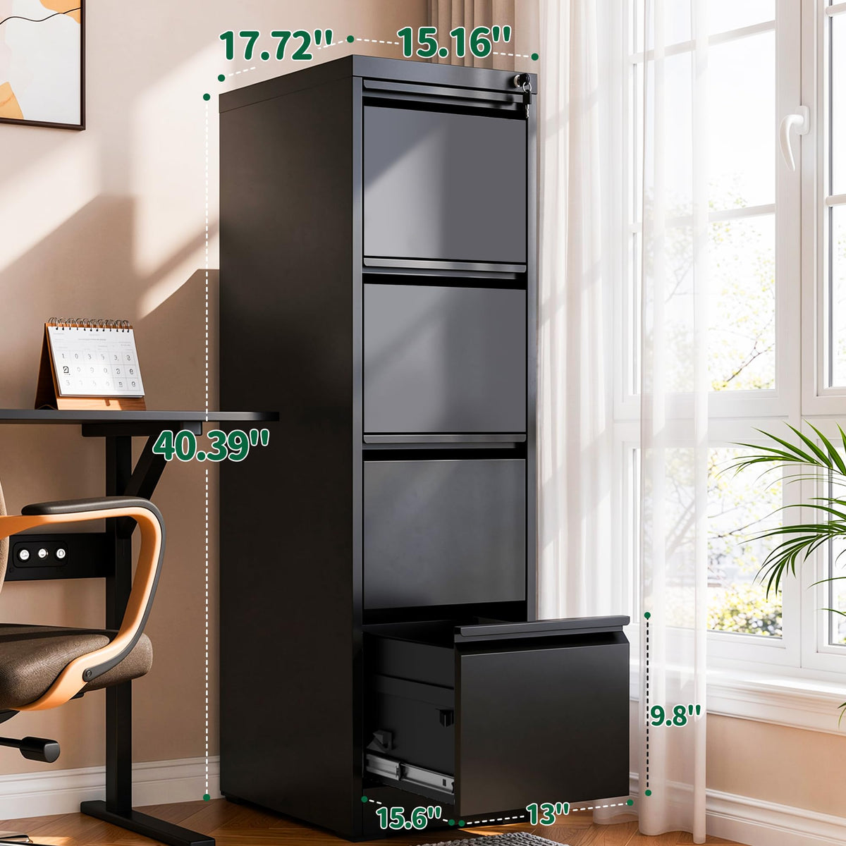 4 Drawer Metal File Cabinet with Lock T373411