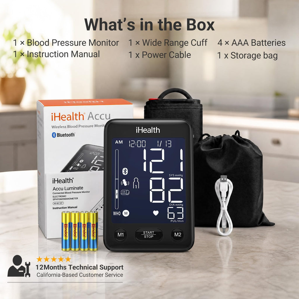 Bluetooth Upper Arm Blood Pressure Monitor with Large Cuff X932