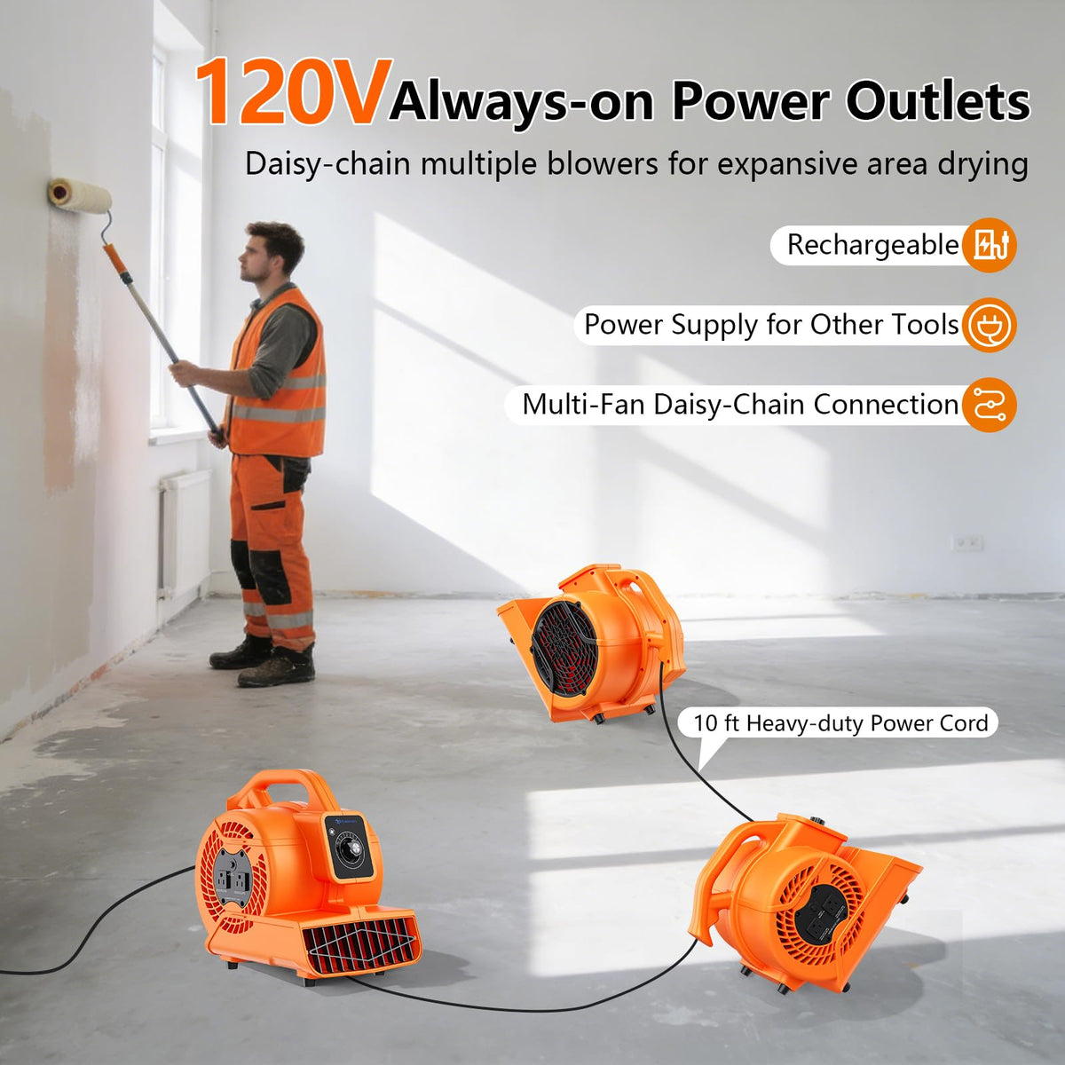 1/6 HP 600 CFM Portable Air Mover Blower Fan D1313