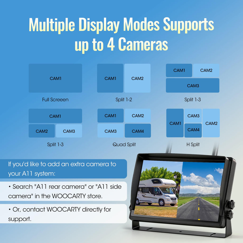 7" Wireless Backup Camera System with DVR Split Screen Monitor Y346