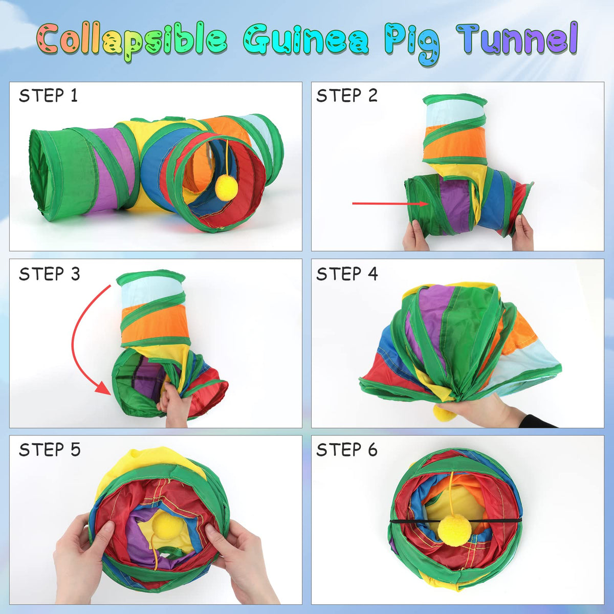 Guinea Pig Tunnels & Tubes Collapsible Small Animal Hideout Z396