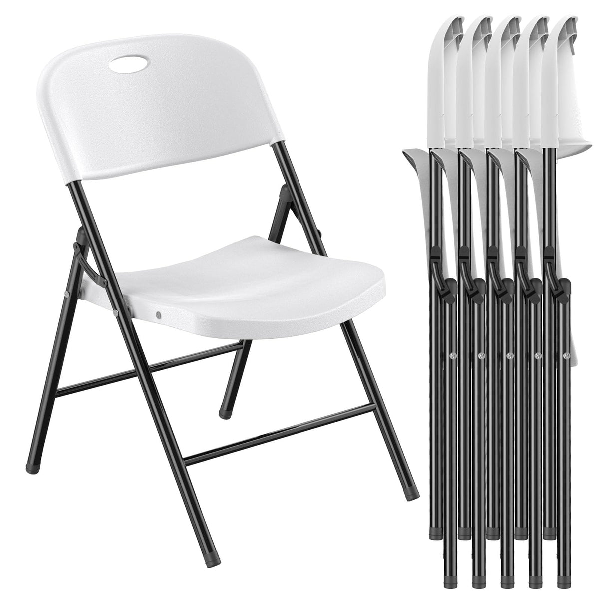 Heavy Duty Plastic Folding Chair with Reinforced Steel Frame Q7424