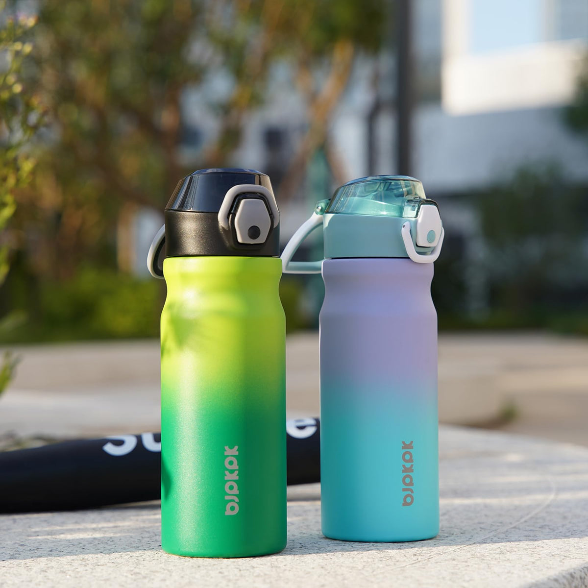 18 oz Insulated Stainless Water Bottle with Straw & Handle E603