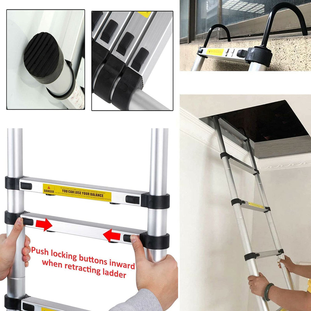 20.34 ft Aluminum Telescopic Extension Ladder 330lbs X599017