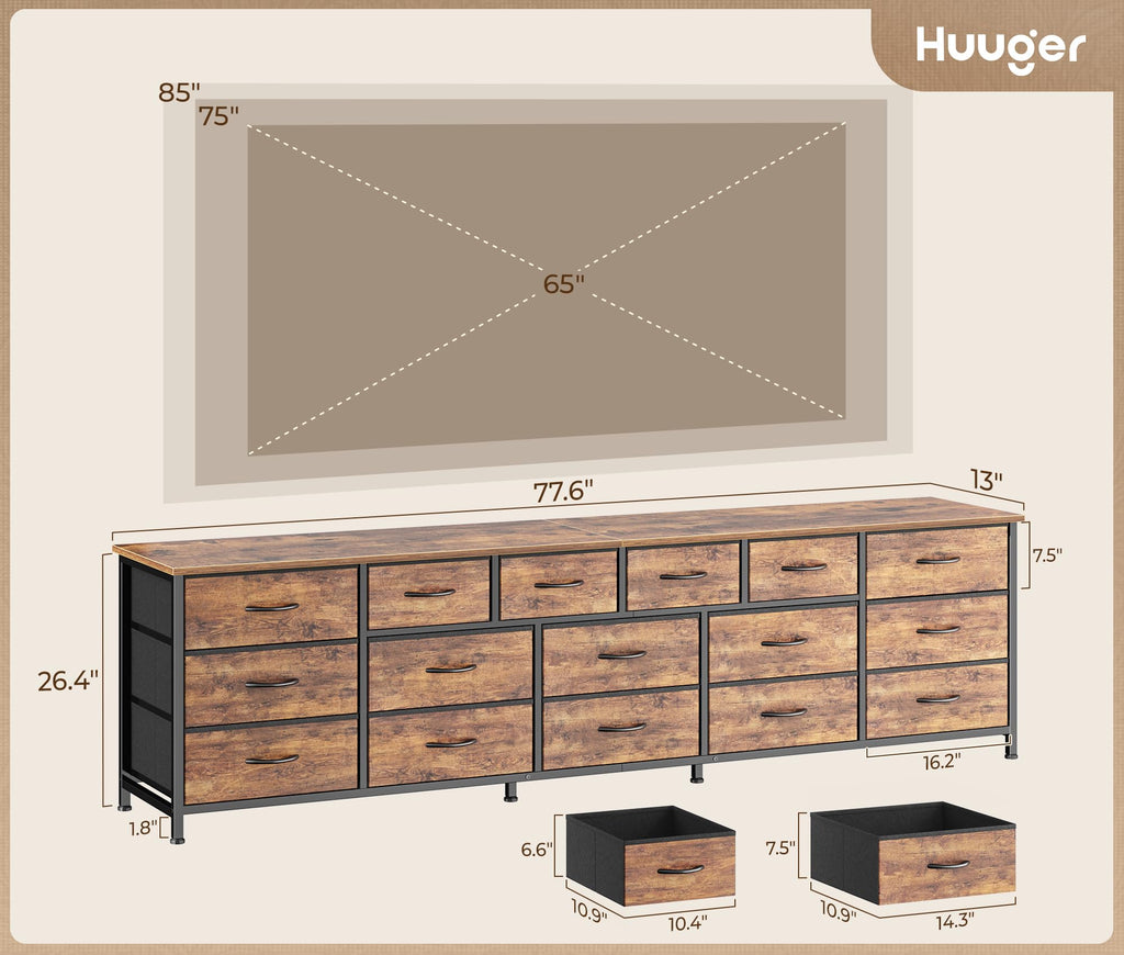 77.6" 16 Drawer Fabric Dresser A8157